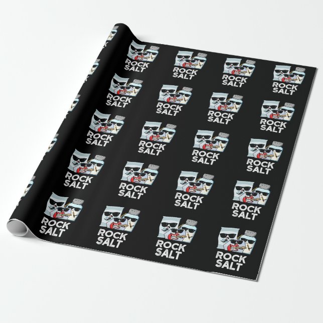 Rock Salt Funny Condiment Music Pun Dark BG Wrapping Paper (Unrolled)