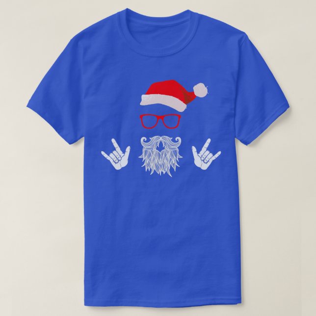 Rock Santa Claus Beard Hat Sunglasses Classic TShi T-Shirt (Design Front)