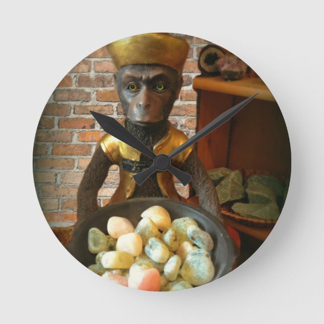 Rock Shop Monkey Round Clock (Front)