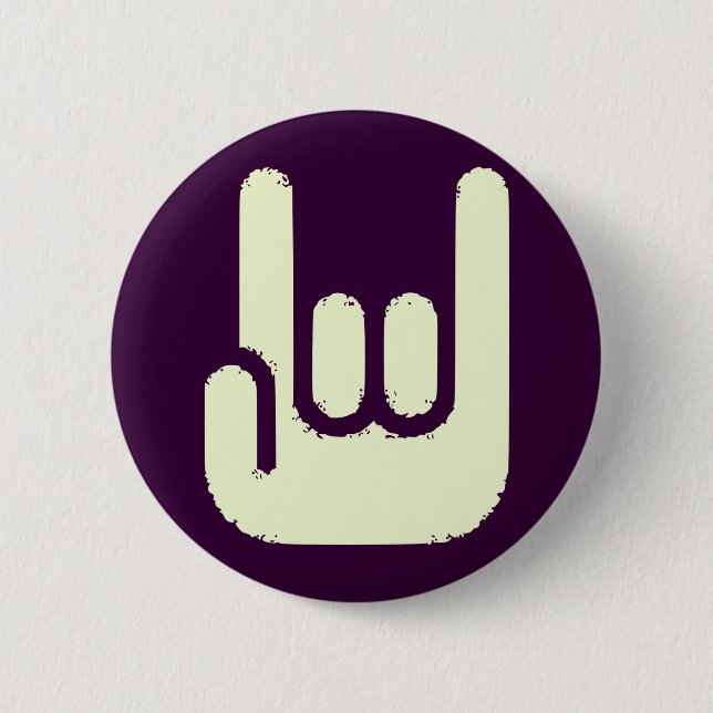 rock sign 6 cm round badge (Front)