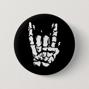 Rock Skeleton Cool Rocker Halloween Men Women Boys 6 Cm Round Badge
