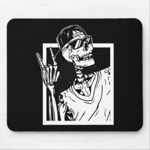 Rock Skeleton Hand Halloween Costume Funny Rocker Mouse Mat