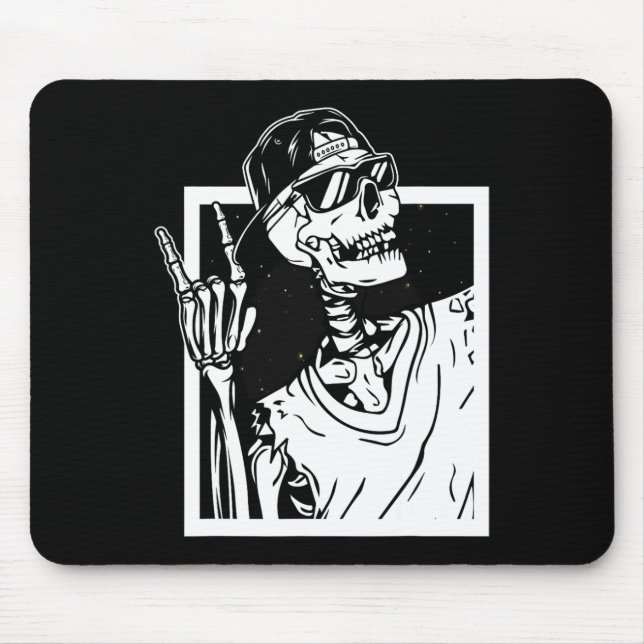 Rock Skeleton Hand Halloween Costume Funny Rocker  Mouse Mat (Front)
