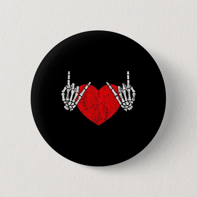 Rock Skeleton Hand Heart Rock And Roll  6 Cm Round Badge (Front)