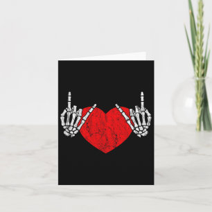 Rock Skeleton Hand Heart Rock And Roll Card