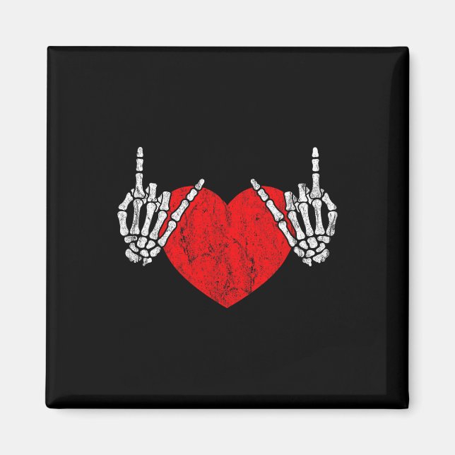 Rock Skeleton Hand Heart Rock And Roll  Magnet (Front)