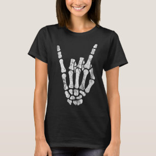 Rock Skeleton Hand Rock N Roll Metal Distressed Ha T-Shirt