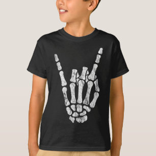 Rock Skeleton Hand Rock N Roll Metal Distressed Ha T-Shirt