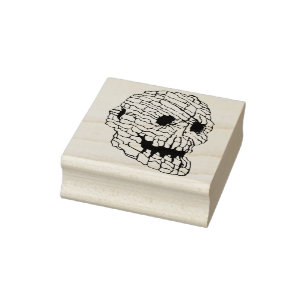 Rock skull illustration art stamp
