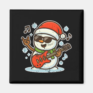 Rock Snowman With Guitar Premium Tri-blend Magnet