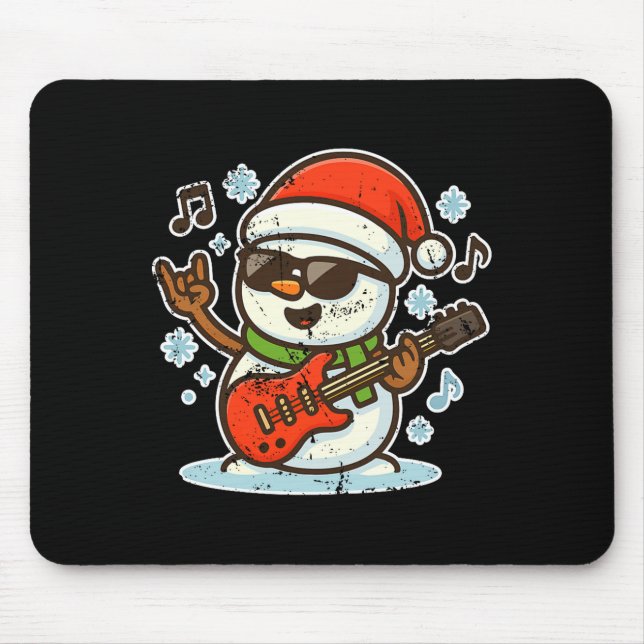 Rock Snowman With Guitar Premium Tri-blend  Mouse Mat (Front)