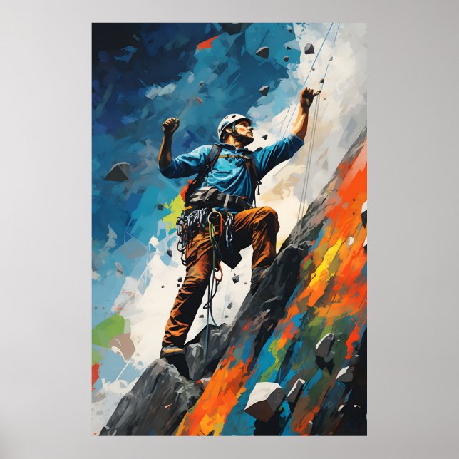 Rock Sport Climbing Wall Climber Paint Poster (Front)