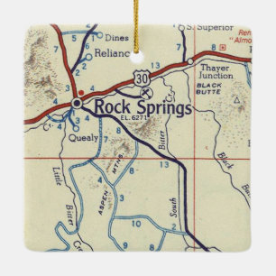 Rock Springs WY Vintage Map Ceramic Ornament