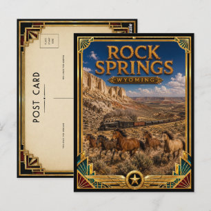 Rock Springs Wyoming Vintage Art Deco Golden Age Postcard