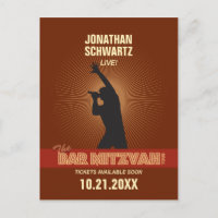 Rock Star Bar Mitzvah Save the Date in Brown