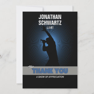 Rock Star Bar Mitzvah Thank You, Blck/Silver/Blue You Card