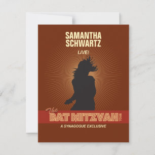 Rock Star Bat Mitzvah RSVP Reply Card in Brown
