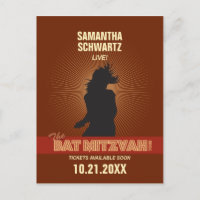 Rock Star Bat Mitzvah Save the Date in Brown
