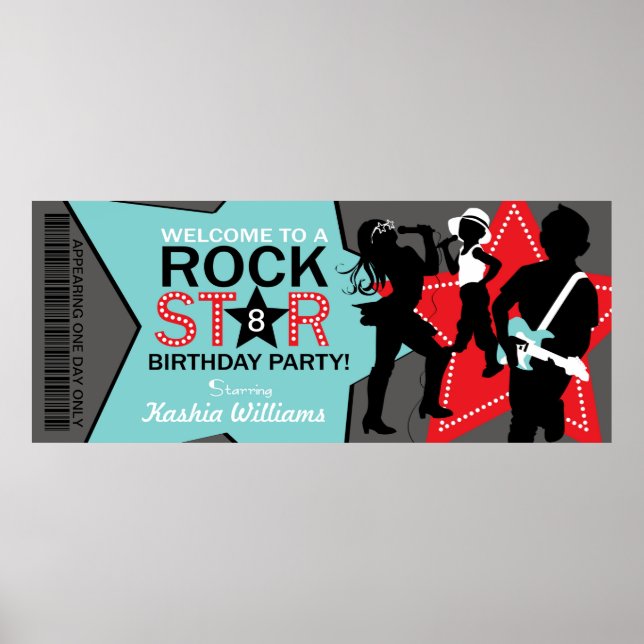 Rock Star Birthday Banner Poster (Front)