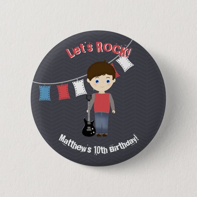 Rock Star Birthday Boy 6 Cm Round Badge (Front)