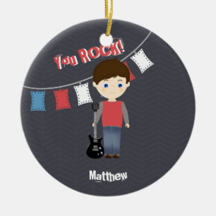 Rock Star Birthday Boy Ceramic Tree Decoration