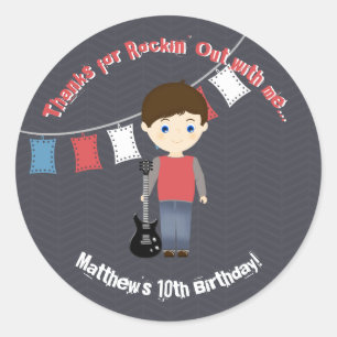 Rock Star Birthday Boy Classic Round Sticker