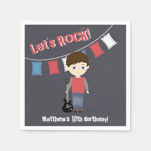 Rock Star Birthday Boy Napkin (Front)