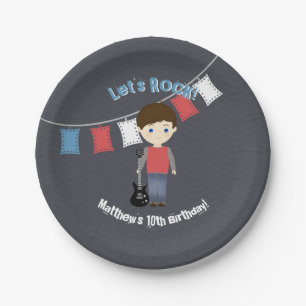 Rock Star Birthday Boy Paper Plate