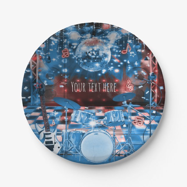 ROCK STAR Birthday Musical Dance Party Paper Plate (Front)