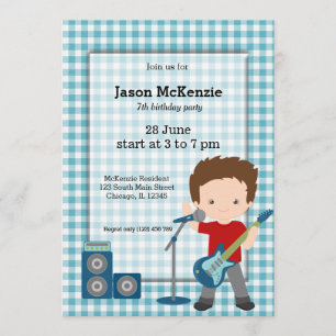 Rock Star birthday party Invitation