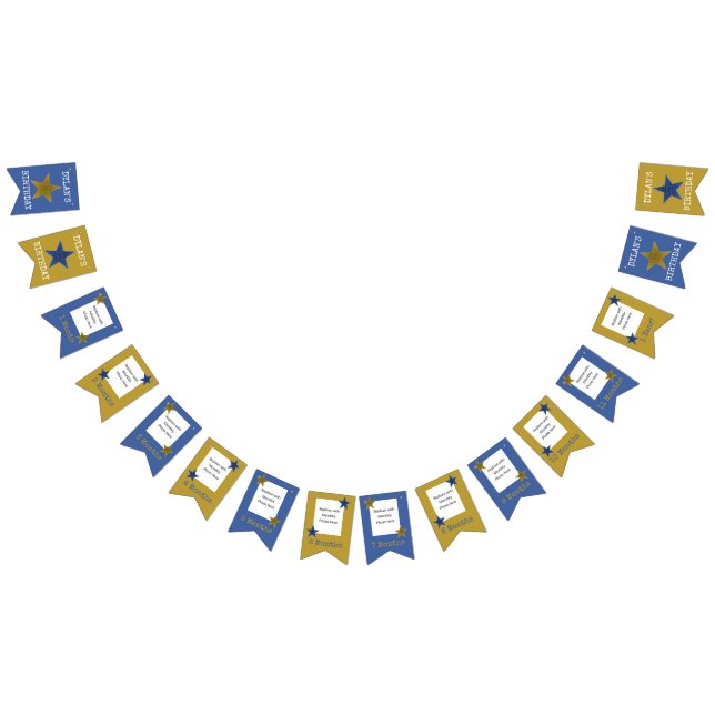 Rock Star Birthday Party Month Banner Blue Gold (All)