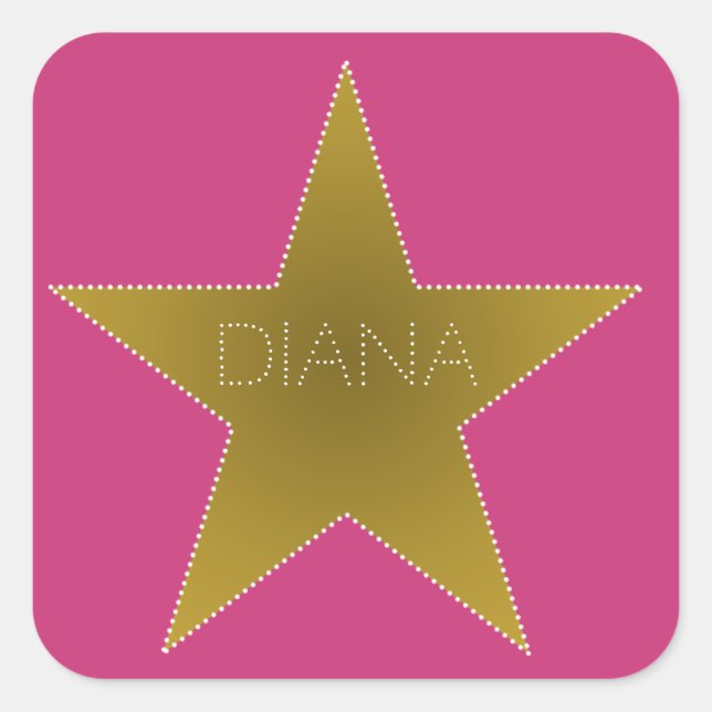 Rock Star Birthday Party Name Stickers Pink Gold (Front)