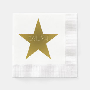 Rock Star Birthday Party Napkins Blue Gold