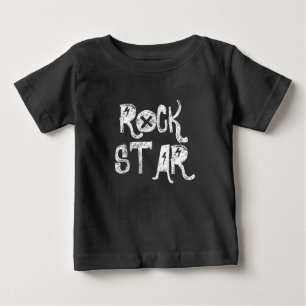 Rock Star black white skull text rocker metal Baby T-Shirt