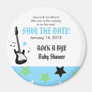 ROCK STAR Blue Baby Shower Favour Magnet