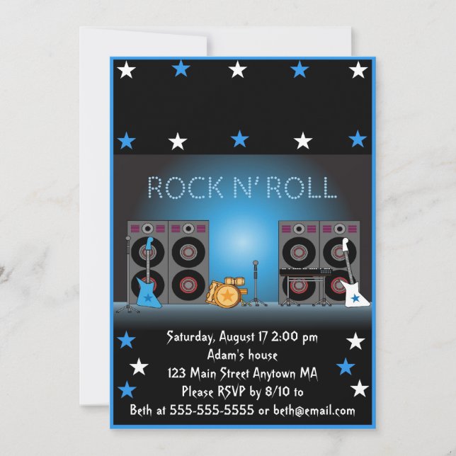 Rock Star Boy Birthday Invitation (Front)
