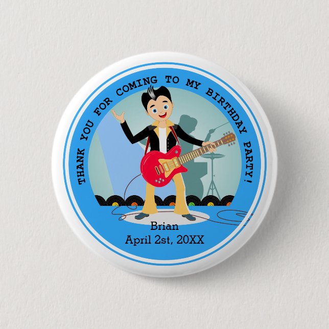 Rock Star Boy birthday party 6 Cm Round Badge (Front)