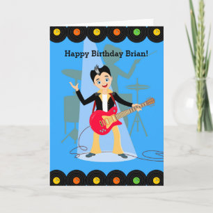 Rock star boy birthday party card