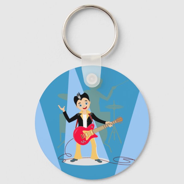 Rock Star Boy birthday party Key Ring (Front)