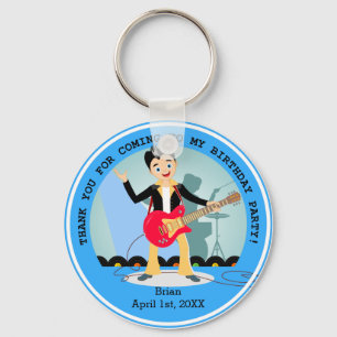 Rock star boy birthday party key ring