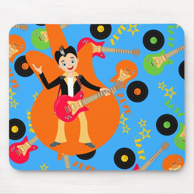 Rock Star Boy birthday party Mouse Mat (Front)