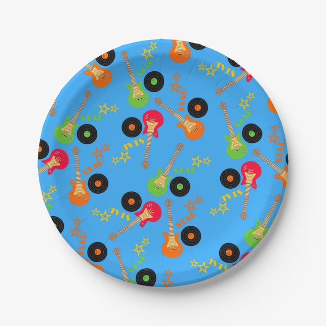Rock Star Boy birthday party Paper Plate (Front)