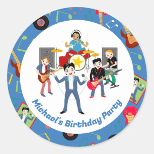 Rock Star Boys Band Birthday Party Classic Round Sticker