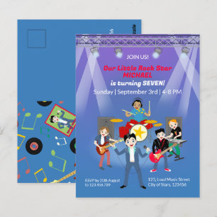Rock Star Boys Band Birthday Party Postcard