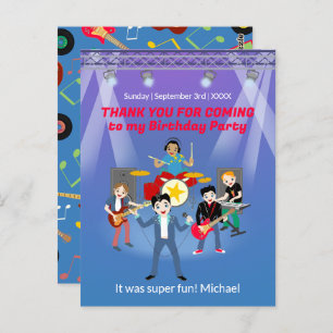 Rock Star Boys Band Birthday Party Postcard