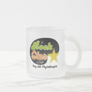 Rock Star By Night - Day Job Physiotherapist Frosted Glass Coffee Mug
