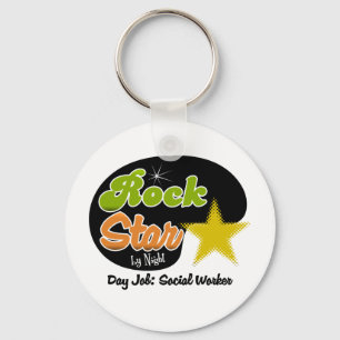 Rock Star By Night - Day Job Social Worker Key Ring