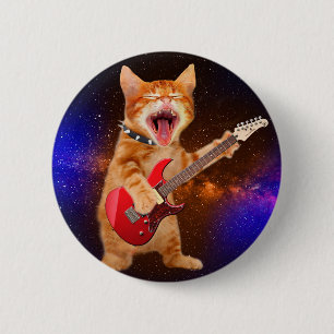 Rock star cat 6 cm round badge