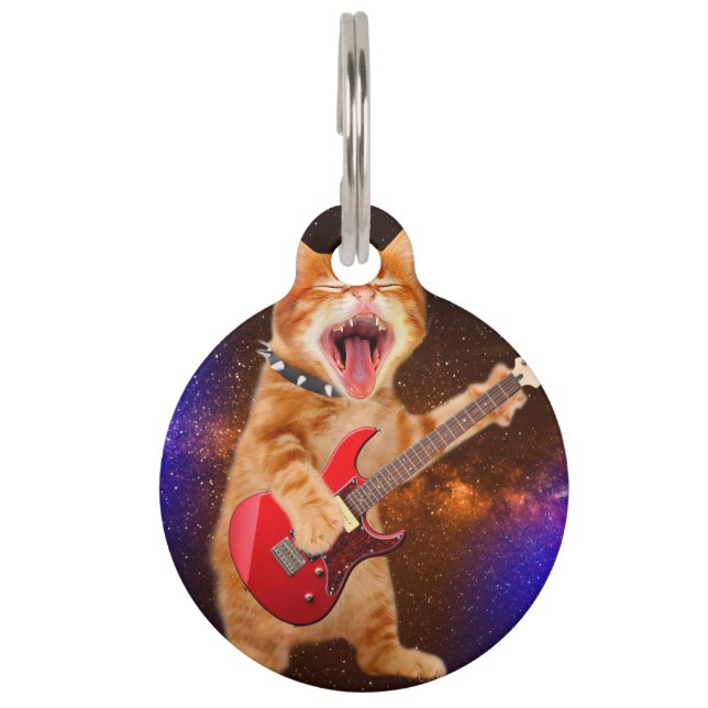 Rock star cat pet tag (Front)