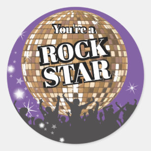 Rock star disco ball employee recognition sticker